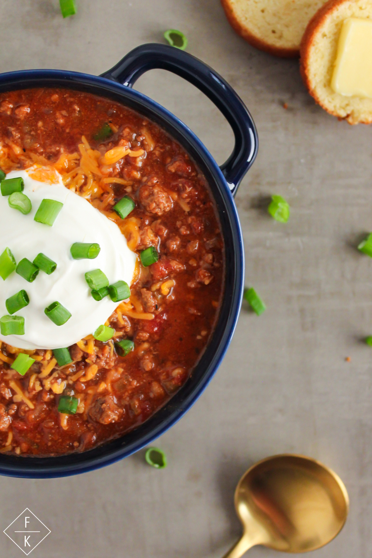 Keto Crockpot Chili Bowl With Keto Cornbread